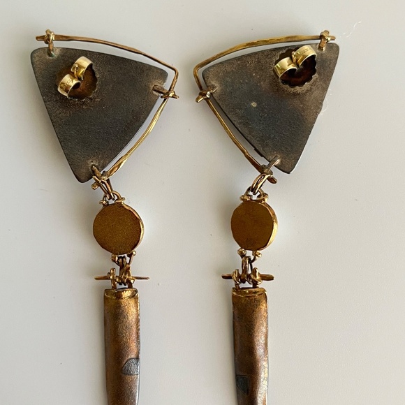 Carolyn Morris Bach Earrings 18K gold, Sterling Silver, Pearl and stone earrings - Picture 7 of 9